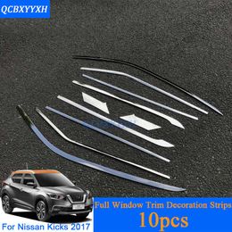 Full Window Trim Decoration Strips For Nissan Kicks 2017 2018 Accessories Stainless Steel Car Styling Stainless Steel249Y