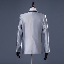 Blazers Wholesale ( Jacket + Pants ) Studio Tuxedo Groom Dress Mens Silver Wedding Suit Latest Coat Pant Designs Slim Male Suits