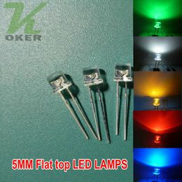 1000pcs 5mm White Red Blue Green yellow Flat top Water Clear LED Light Lamp Emitting Diode Ultra Bright Bead Plug-in DIY Kit Practice Wide Angle