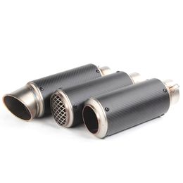 TKOSM 51mm 61mm Universal Motorcycle Exhaust Muffler Modified SC Exhaust Stainless Steel Carbon Fiber Fit Most Motorbike