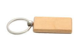 100X Blank Wooden Key Chain Rectangle Key ring 2.25''*1.25'' Free Ship