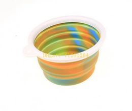 50pcs Free Shipping Camouflage Dog bowl Cat Pet Travel Bowl Silicone Collapsible Feeding Water Dish Feeder portable water bowl