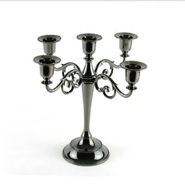 Black metal candle holder 5-arms candle stand 27cm tall wedding event candelabra candle stick