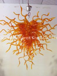 Pendant Lamps CE/UL LED Hand Blown Glass Chandeliers Pendant-Lighting Home Hall Decoration Murano Amber Chandelier