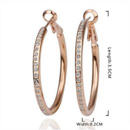 Circle Diamond Hoops Earrings Gold Plated Stud Plated 18K Rose Gold Crystal Rhinestone Fashion Jewellery for Women