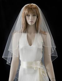 New Top Fashion Real Image Line Edge With Comb 1T Lvory White Wedding Veil Fingertip Bridal Ve299U