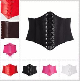 Wholesale-10pecs 5 Color Waist Trainer Faux Leather Waist Training Corset Cincher Wide Waist Belt Fajas Reductoras For Women Free Shipping