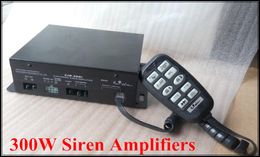 High Popwer DC12V 300W police car siren amplifiers ambulance fire warning alarm with Microphone,10tones + 2units 150W slim speaker