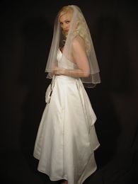 New Simple High Quality Beautiful Satin Edge 2T Without Comb Lvory White Elbow Wedding Veil Bridal Veils