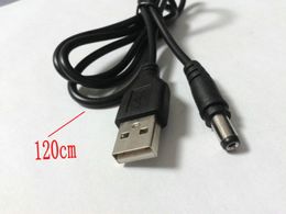 2pcs 120cm cable USB 2.0 A into to 5.5mm x 2.1mm DC Barrel Connector Jack Power