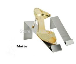 Matte surface stainless steel shoes holder support keeper metal shoe showing display rack stand