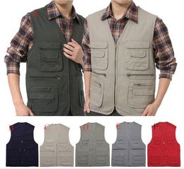 Hot Outdoor Sports Men Gear Hiking Fishing Pockets Vests Movie Photography Director Producer Multipockets Zipper Waistcoat Outerwear Coats