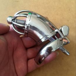 Chastity Devices Curve Cock Cage Adult Toy With catheter CB stainless steel metal penis lock chastity urethral penis ring chastity belt male