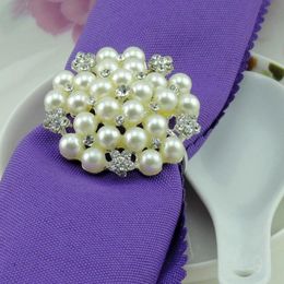 New flower Imitation pearls gold silver Napkin Rings for wedding dinner,showers,holidays,Table Decoration Accessories 100pc