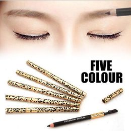 Cheap Waterproof Make Up Leopard Longlasting Eyeliner Eyebrow Eye Brow Pencil & Brush Makeup Make Up Tool 5 Colors Free Shipping