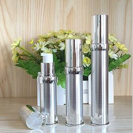 15ml 20ml 30ml Gold Silver Empty Airless Pump Container Travel Metal Essential Lotion Cream Cosmetic Bottle With Pump F20172224