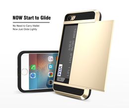 Card Pocket Case For iPhone X 8 7 6 6S Plus For Samsung S8 S7 S6 Slide Spacious Wallet Case Slim Armour Case