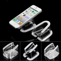 10pcs wholesales Crystal clear transparent mobile phone security Alarm Acrylic display stand holder bracket for cellphone tablet PC anti-theft