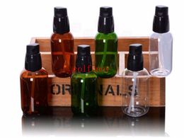 100pcs/lot Fast Shipping 50ml 80ml Refillable Plastic Makeup Bottle Colour PET Emulsion Pump Bottle Women Cosmetic Containers Customised