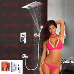 Bathroom concealed Shower Set with Inwall Luxury Square Overhead Shower Head and Brass Spout Rainfall Waterfall AF3102