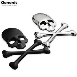 1PC NEW Cool 3D Skull Metal Skeleton Crossbones Motorcle Car Sticker Label Skull Emblem Badge Car Styling Stickers Accessories