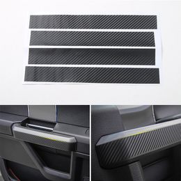 Inner Door Handle Carbon Fibre Stickers Black Car Interior Accessories Fit High Quality For Ford F150 2015-2016