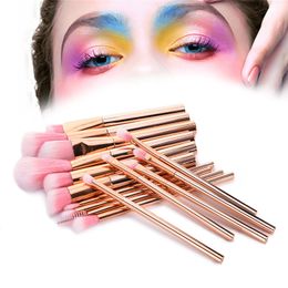 New 15pcs Rose Gold Makeup Brushes Set Cosmetic Foundation Powder Contour Eyeshadow Blusher Eyelash Blending Makeup Brushes Kit