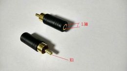 100pcs COPPER Gold Plated Phono RCA Plug to 3.5mm MONO Socket connector