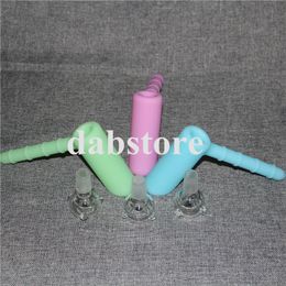 Glow in dark silicone smoking pipe water pipe silicone hand pipes bong mini hookah oil rig DHL free shipping