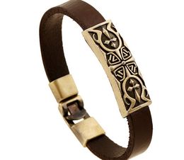 Fashion national wind! 100% cowhide bracelet boy/man/girls Retro alloy Symmetrical cross lovers bracelet 12pcs/lot Drop shipping