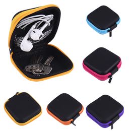 Headphone Bag Best Portable Zipper Earphone Bag Hard Headphone Case with PP Leather Protective Usb Cable Organizer Mini Earbuds Pouch box