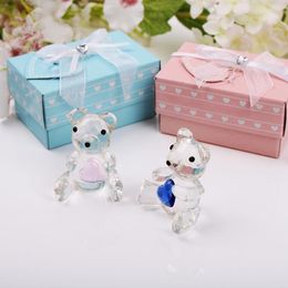 wedding favors centerpieces UK - Crystal Bear Figurines Pink Blue Wedding Favors Birthday Party Gifts Centerpieces Accessories Baby Shower Home Decoration