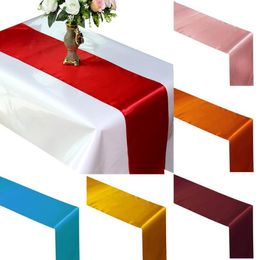 Free Shipping Table Runner Satin Table Runners for Wedding Satin Ribbon Cloth Table Runner Flag of Wedding Banquet Decors