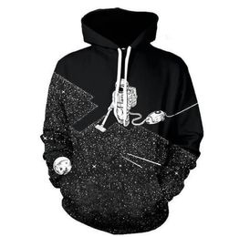 Wholesale- Spring/Autumn European Fashion Tide Brand Hoodies Mens Sweatshirts 6XL 3D Print Astronaut Pullovers with Pockets Tracksuits