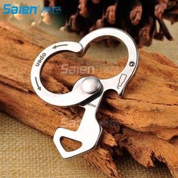 Stainless Steel Keychain Key Ring High Strength Carabiner Clip Hook Spring Snap Quick Release Bottle Opener Buckles Outdoor Climbing