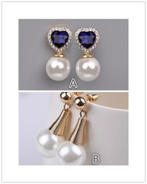 Pearl Stud earrings silver gold plated tone zircon Jewellery elegant hypo allergenic accessories fashion gift for women ladies, mix items