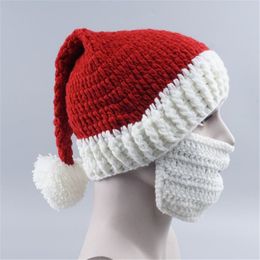 Wholesale red wool hats for men fashion knitted cap Santa Claus Christmas beanies with face mask set unisex winter hat ouc2111