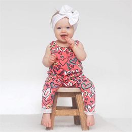2018 Summer Baby Clothing Children Newborn Cotton Sleeveless Heart Print Romper Jumpsuit Infant Toddler Pyjamas One Piece Clothes 2 Styles