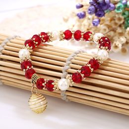 Fashion Korea Strands Style Bracelet Crystal Simulated Pearl Beads Bracelets Lady Charm Bangles Pulseras Mujer Jewellery for Women Christmas Gift
