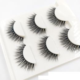 3 Pairs 3D False Eyelashes Natural Long Crisscross Messy Soft Fake Eyelashes Fashion Stage Beauty Makeup Pure Hand Cotton Thread Lashes