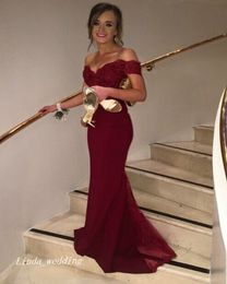 2019 Burgundy Red Off Shoulder Prom Dress Mermaid Long Special Occasion Dress Formal Evening Party Dress Plus Size Cheap vestido de festa