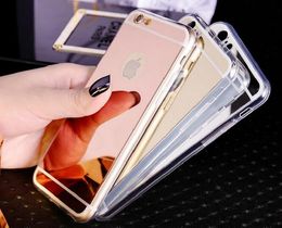 Electroplate Ultra-thin Clear Mirror Case Soft TPU Silicone rose gold Cover for iPhone 6 6S plus 5 5S S5