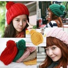 Candy Colors Autumn Winter Women Beanies Sweet Ladies Pineapple Hats Skull Knitted Wool Caps Gorro Soft Warm 11 Color GH-139