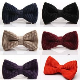 2016 HOT Double Knitted Bowtie 24 solid Color bowknot Adjustable Bowties for Father's Day tie Christmas Gift Free TNT Fedex UPS