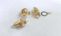 100 Pcs copper SMA Female Jack RF Panel Mount with nut bulkhead handle Solder