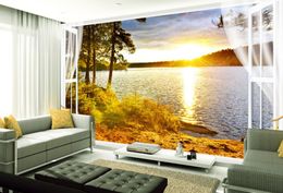 3d Customised wallpaper TV backdrop lake on the outskirts of rural scenery photo wall murals wallpaper