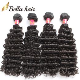 Bella Hair Malaysian Deep Wave 10-26inch 100% Remy Virgin Human Hair Extension Weft Natural Colour 3/4 Pieces Weaves Instagram Hot Style