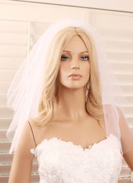 Pink Two Layer Wedding Veil White Ivory champagne Bridal veil two layer Elbow Length with comb 193a