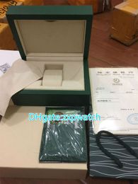 Top grade green wooden brand watches&#039; box with papers cards