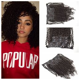 100% real Brazilian Human Hair kinky curly Clip in hair Extensions 12-26inch 120g 7Pcs/Set G-EASY Hair